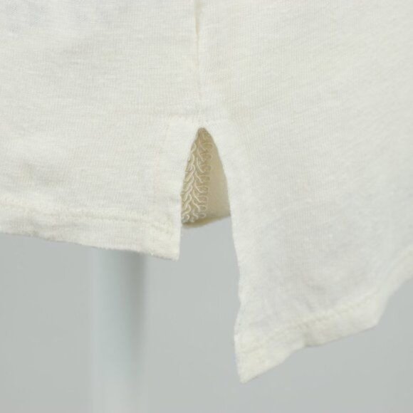 Meadow Rue by Anthropologie Women's XS White Linen Blend V-Neck Short Sleeve Tee - Picture 5 of 9